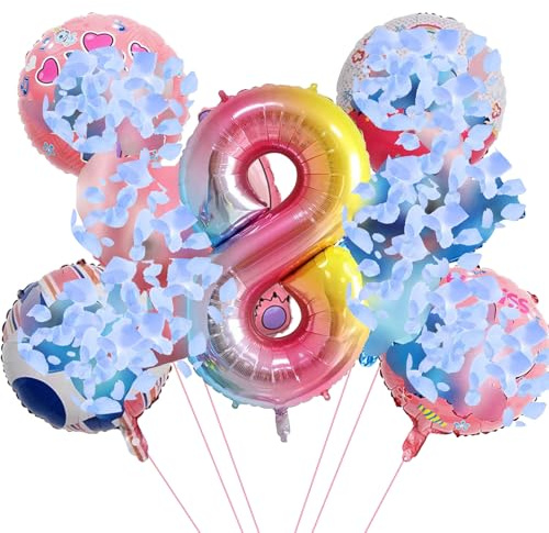 8 Jahr Stitc Geburtstagsdeko, 8 Stitc Geburtstag Mädchen, Stitc Luftballon für Mädchen Party Dekoration