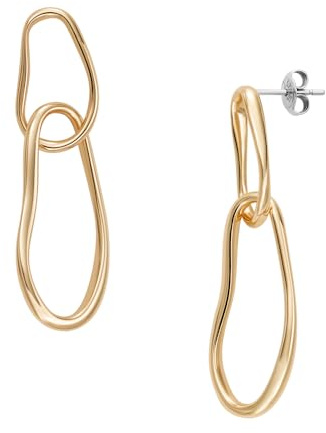 Skagen Women's Stainless Steel Push Back Earrings Sepia-Gold,4.93Lx1.2W cm