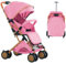 WODFARR Poussette canne compacte, avec position allongée, de la naissance à 4 ans (Jusqu’à 25 kg), Assis ou couché, Poignée réglable, Landau à 4 roues avec Tapis en coton + Moustiquaire (Rose)