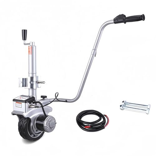 Chariot de Remorque électrique 2270 Kg, Roue Jockey électrique, Cric de Remorque à Cliquet 350W 12V, Hauteur de Serrage Réglable 32-42 Cm, pour Déplacer une Remorque, une Caravane, un Bateau