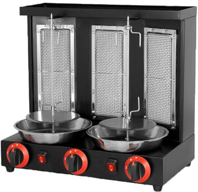 LwiftGal RôTissoire Rotative pour CuisinièRe à Kebab De Comptoir, RôTissoire Verticale à Gaz pour Doner Kebab Gyro, Four à RôTisserie Vertical Professionnel à Gaz pour Barbecue,Black-L