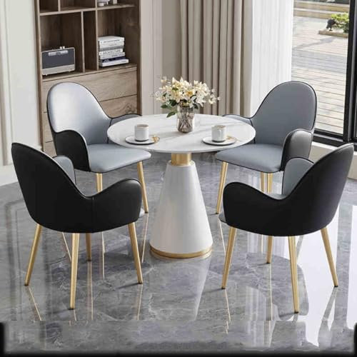 Modernes Büro-Set für Besprechungstisch und Stuhl, rund, für kleine Geschäftstreffen und Verkaufsclubs, 80 cm, Hellgrau/Schwarz