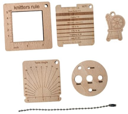 Badiman Wood Knitting Gauge Ruler Set Measuring Tools Twist Angle Tool Clear Marked DIY Crafts Knitting Tools Wool Felting Tools