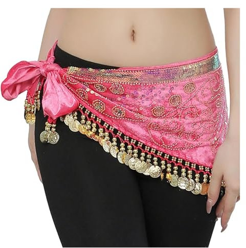 YMYGCC Bauchtanz Hüfttuch Bauchtanz Hüftgürtel for Festival Latein Tanz Rumba(Pink)