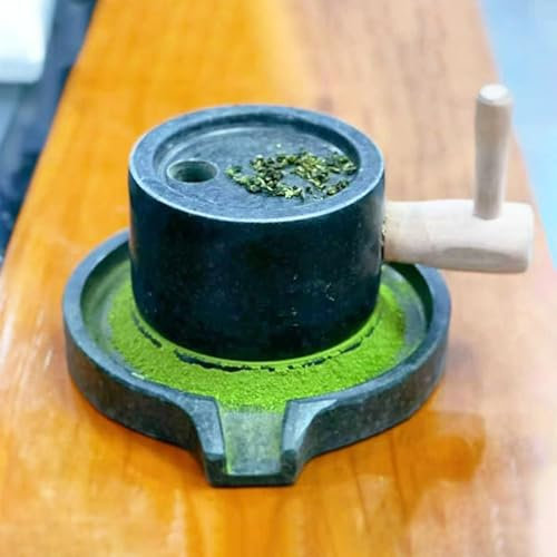 Vibeo Stone Grain Mill Small Matcha Powder Hand Crank Grinder, Removable Bluestone Stone Grain Mill for Home Kitchen, Dry/Wet Grain Grinder for Tea Rice Spice