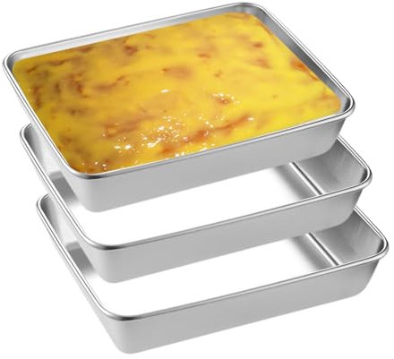 GIDWRIY 3 Piezas Bandejas para Empanar 25.8x20x5 CM,Bandejas Horno Acero Inoxidable,Bandeja para Rebozar,Plato para Rebozar,Recipientes Cocina De Metal,Cajas para Alimentos para Carne, Pescado