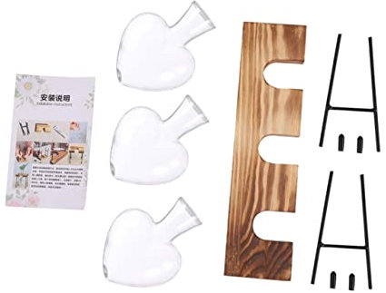 ibasenice Herzförmige Hydroponic Blumenvase Aus Glas Tisch-pflanzgefäß Mit Holzrahmen Kreativer Glasblumenhalter Für Frische Blumen Und Arrangements