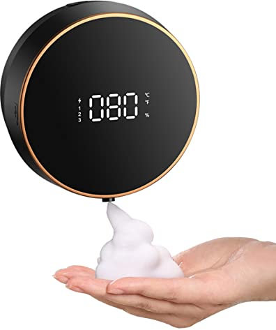 Dispenser Automatico di Sapone Schiumogeno a Parete, 3 Livelli Regolabili, 300ml USB Ricaricabile Schiumoso Dispenser di Disinfettante Mano Touchless per Bagno Cucina Ufficio Scuola Hotel Black