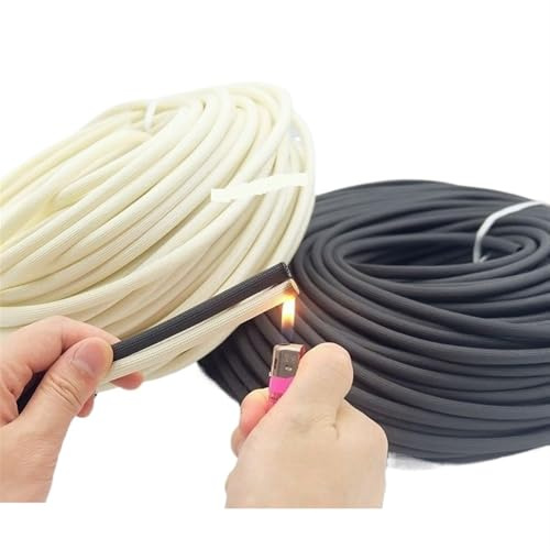 IUVYTA Tubo in Fibra di Vetro 1mm ~ 25mm Manicotto for Cavo Morbido Fibra di Vetro Chimica Intrecciata Isolante Avvolgicavo for Tubi ad Alta Temperatura Proteggi Cavi Guaina(White,25MM_5M)