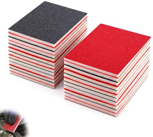 jwtyu Schleifschwamm Set 24 Stück Flexibles Schleifschwämme 320-3000 Körnung Nass und Trocken Schleifschwamm Holz für Metall Holz Auto Möbel Lackierung Kunststoff DIY