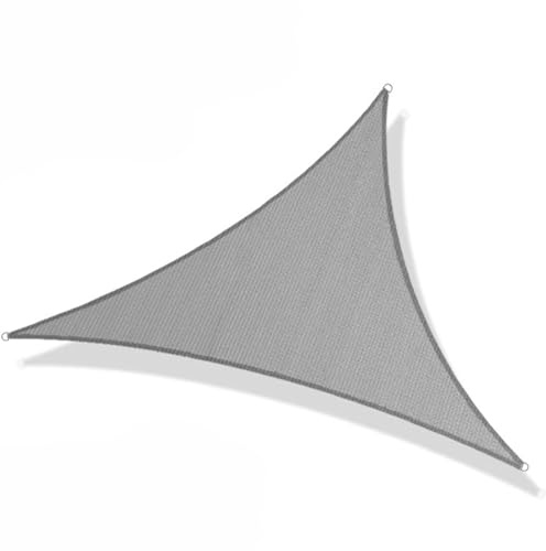 Toldo triangular para toldo, bordes curvados permeables al agua y al aire, bloquea la luz solar, anillos en D de acero inoxidable, perfecto para patio, cochera, jardín, balcón (6 x 6 x 6 m)