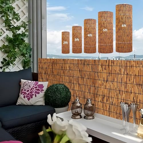 Sichtschutzzaun aus Bambus für den Außenbereich, dekorative Sichtschutzpaneele für Terrasse, Garten, Hinterhof und Pool, Trennwand (61 x 100 cm) – Garten-Sichtschutzlösung