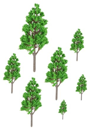Angoily 7 Stück Teiliges Gartenmodell Bäume Kunststoff Pappel Modell DIY Landschaftsbau Miniatur Dekoration für Sandtisch und Modellbau