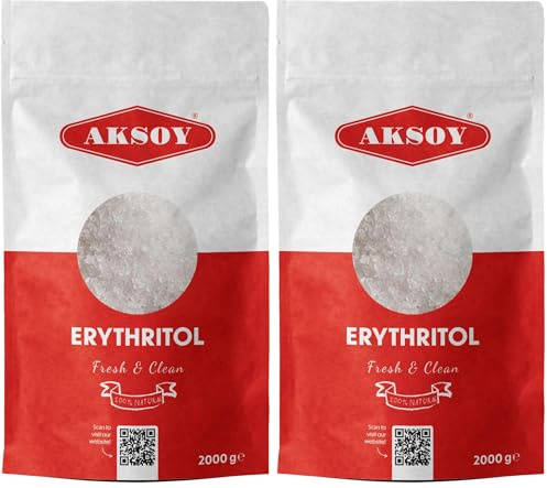 Aksoy Pure Erythritol 100% Natural 2KG (4.4 lb) | Zero Calorie Sweetener, Perfect for Baking & Beverages | Keto-Friendly, Non-GMO, Vegan, No Artificial Additives (Packaging may vary) (Pack of 2)