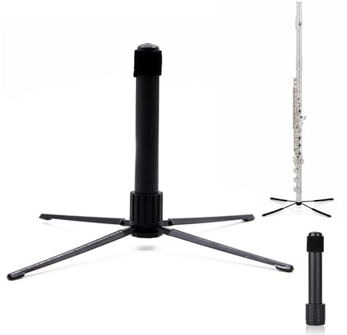Querflötenständer Flötenständer Querflöte Ständer, Flötenständer Schwarz, Faltbarer Metall-Ständer mit 4 Füßen und Antirutsch-Pads, Metallmaterial mit Weich Gepolstertem für Klarinette Flöte Oboe