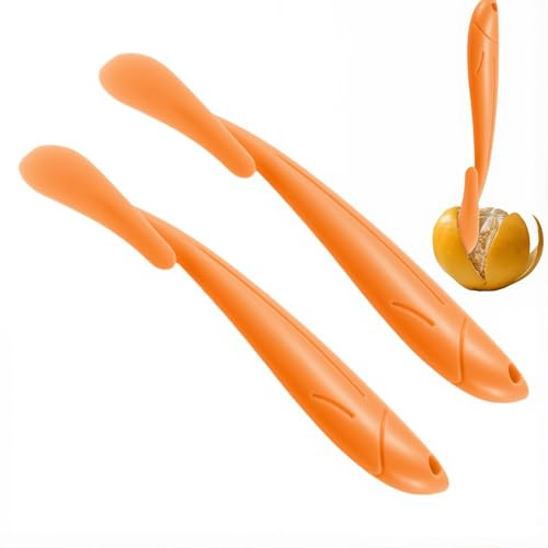 URYVAIW 2 Piezas Pelador Naranjas, Pelador Citricos Forma Pez en PP, 18×2.1×2cm para Naranja & Citricos Utilidad Cocina