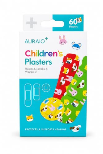 Auraio Children's Kids Plasters, Assorted Sizes & Animal Designs - Pack of 60