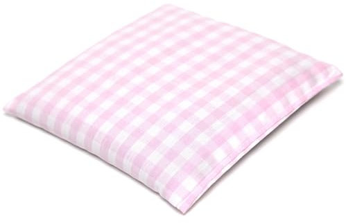 Cojín de semillas 12x12cm (algodón orgánico rosa y blanco) | Saco térmico | Cojín de semillas | Pepitas de uva