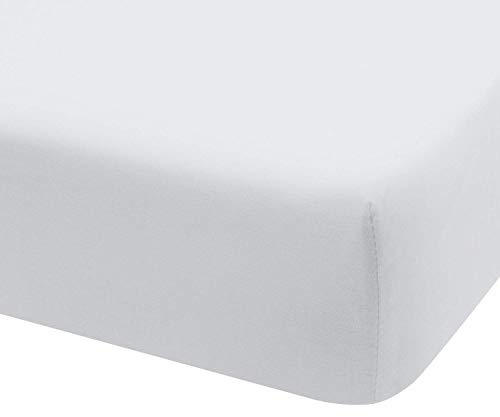 Sábana Bajera Ajustable algodón 100% Punto Jersey (para Cama de 150x190/200, Blanco)