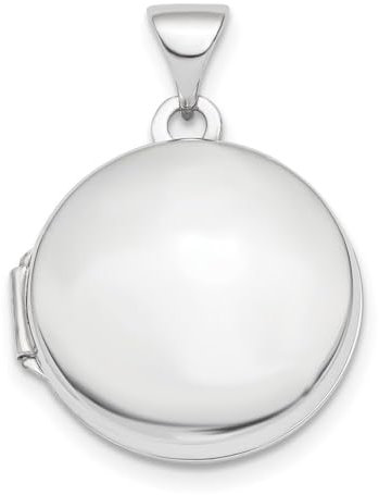 Diamond2Deal Damen-Medaillon-Anhänger, 14 Karat Weißgold, poliert, gewölbt, 16 mm