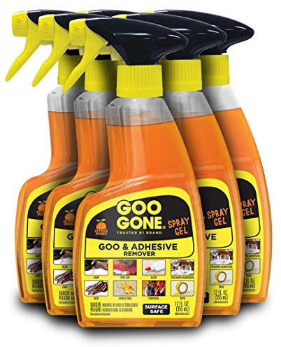 Goo Gone Spray Adhesive Remover Gel, 6 Pack, Removes Glue, Stickers, Tape Residue, Grease, Gum & Wax, Adhesive Spray with Citrus Cleaning Power for Hard Surfaces, Carpets & Fabrics