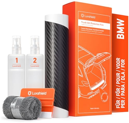 Luxshield Ladekantenschutz Folie für BMW X1 2 (II) F48 I 2015-2022 - Stoßstangenschutz, Kratzschutz, Lackschutzfolie - Carbon Schwarz