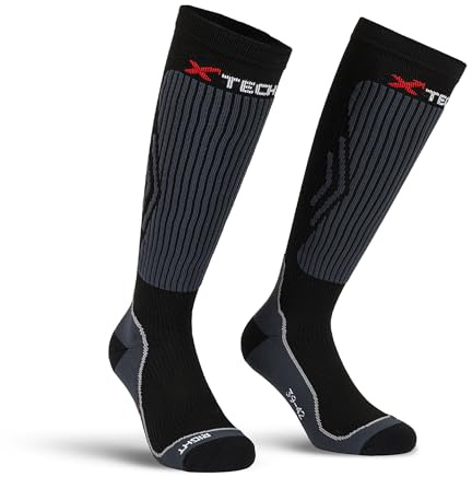 X Tech Sport Design, Calza Compression 03 Tg 43/46, Calza Tecnica 4 Stagioni, Compressione Graduata, Cuscinetti Protettivi, Calze Sci, Escursionismo e Sport Outdoor, Grigio, 1 Paio