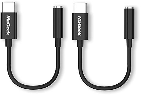 MaGeek USB C auf 3.5mm Kopfhörer Adapter, [2-Stück] Typ C auf 3,5 mm Jack Aux Audio Adapter [96kHz/24bit DAC] für iPad Pro/Google Pixel/Samsung S20 S10 /Huawei und mehr (Schwarz)