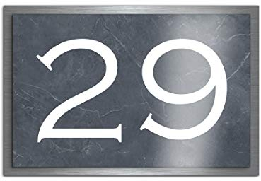Premium Designer Hausnummer mit UV Druck und Montage Set - 30x20 cm - Familien-Haus Bedruckte Hausnummern mit Straßen Straßennamen für die Haustür Ferienhaus…