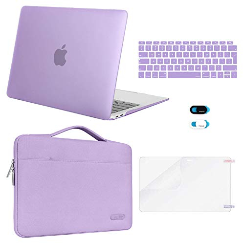 MOSISO Kompatibel mit MacBook Air 13 Zoll Hülle M1 2021 2020-2018 A2337 A2179 A1932, Hülle für MacBook Air M1 13,3 Zoll&Laptoptasche&Tastaturschutz&Webcam Abdeckung&Displayschutzfolie, Helles Lila
