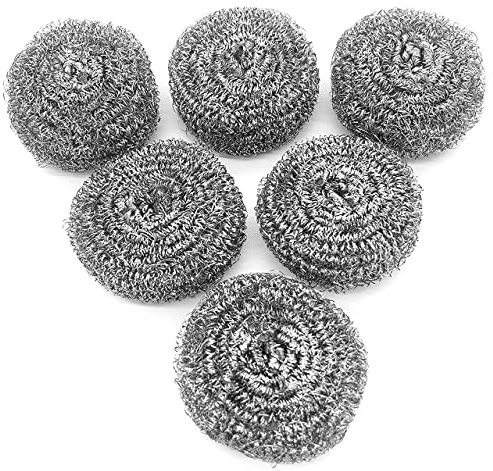 Paquete de 6 esponjas de lana de acero, depurador de acero inoxidable, exfoliante de limpieza reutilizable para ollas, sartenes, platos y cocina