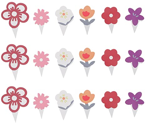 Abaodam 60stücke Blumen-Cupcake-Picker Mit Tortenstecker Für Cupcake-Dekoration Und Torten-Dessert-Topper Bedruckt