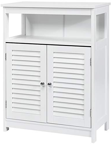 LIFEZEAL Badezimmerschrank, Badschrank mit Türen & Ablageregalen, Badezimmermöbel Badkommode für Küche, Schlafzimmer, Wohnzimmer, Flurschrank im Landhaus, 60 x 30 x 80 cm (Weiß)