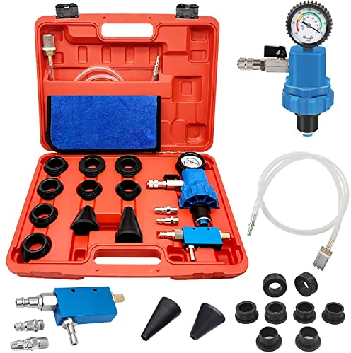 ZKTOOL Universal Automotive Coolant System Refiller, Car Antifreeze Pneumatic Vacuum Refill Tool Kit, Engine Radiator Flush, Cooling System Purge Kit, Water Tank Coolant Filling Kit