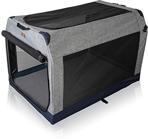Knuffelwuff Faltbare Hundebox Auto Transportbox mit Aluminiumgestell für den Kofferraum M 61x46x43cm