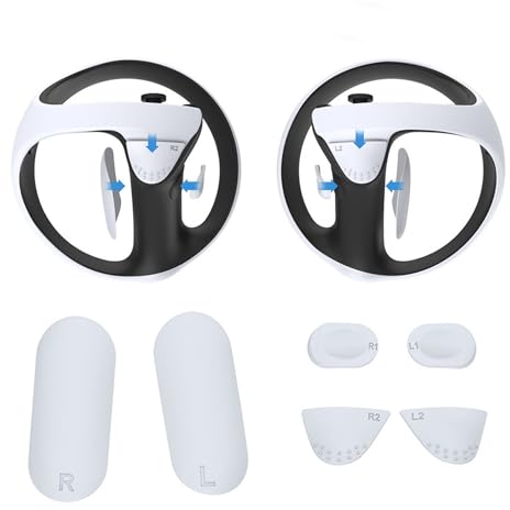 Digicharge Controller Grips for PSVR 2, PS VR2 Accessories Silicone Cover, PlayStation VR 2 Handle Pads, Soft Comfort Anti-Skid Anti-Sweat, (White)