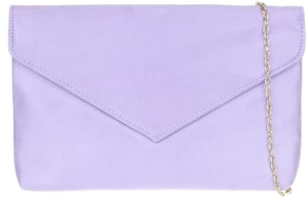 Girly Handbags Womens Faux Suede Clutch Bag with Detachable Chain Strap, Evening Bag for Weddings and Parties Lilac