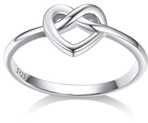Bestyle Damen Herzring 925 Silber Ehering Partnerring Verlobungsring Trauring Infinity Herz Silberringe, Hochzeit Valentinstag Schmuck Accessoire, Weißgold, Ringgröße 54