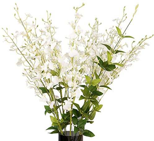 10 Stück Künstliche Orchideen, 91,9 cm, 5 Gabeln, Seide, Künstliche Tanzende Lady-Orchideen, Künstlicher Blumenstrauß mit Langem Stiel für Hohe Vasen, Tisch, Hochzeit, Zuhause,