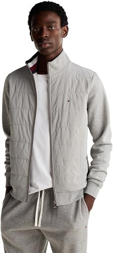 Tommy Hilfiger Herren Sweatshirt mit Reißverschluss Mix Media Zip Thru Stand Stehkragen