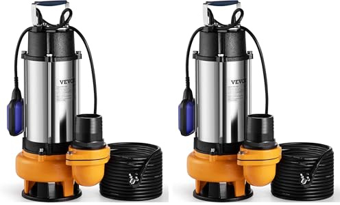 VEVOR Pompe de Relevage Eaux Chargées 2200 W, 1000 L/min - Pour Piscine, Cave, Fosse Septique - Immergée Submersible Pour Eaux Sales et Usées