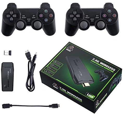 KANBUN Console de jeu rétro sans fil 64G - Plus de 10 000 jeux - Consoles de jeux vidéo classiques avec 2 manettes sans fil pour la sortie 4k TV HD