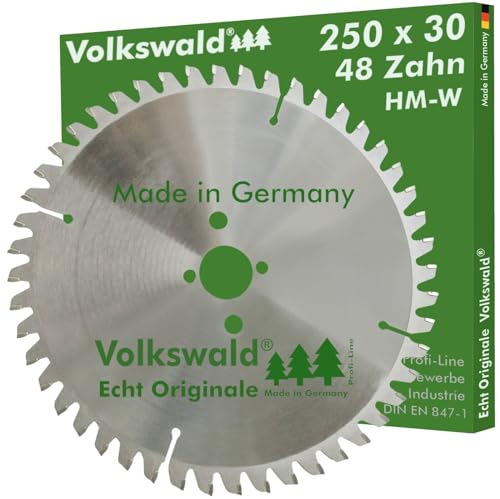 Volkswald ® HM-Sägeblatt WNE 250 x 30 mm Z= 48 Spannplatten Spannplatten beschichtet Holzplatten Massivholz Laminat Kunststoffe Acrylglas für Tischkreissäge Handkreissäge Kapp- & Gehrungssägen