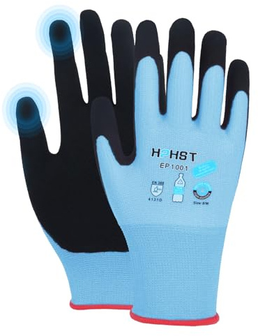 HPHST 3 Paar Latex Beschichtete Frauen Gartenhandschuhe, mit optimaler Griffigkeit & feinem Tastgefühl umweltfreundliche Schutzhandschuhe für Haus- Gartenarbeit (Blau, M (Gr 8, 3 Paar))