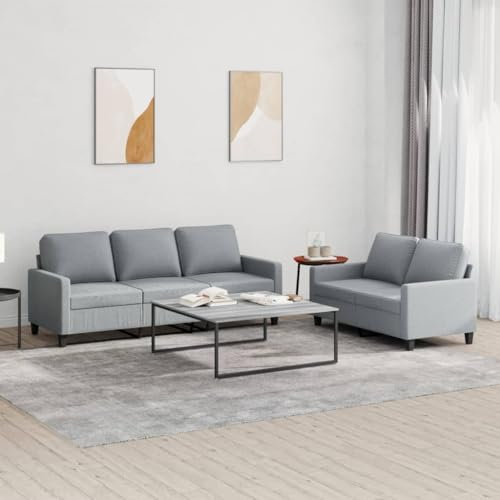 ZEYUAN 2-TLG. Sofagarnitur mit Kissen Hellgrau Stoff, Sofas & Couches, Sofa Wohnzimmer, Sofa Für Jugendzimmer, Relaxsofa, Sofa Für Schlafzimmer, Polstersofa - 3201460