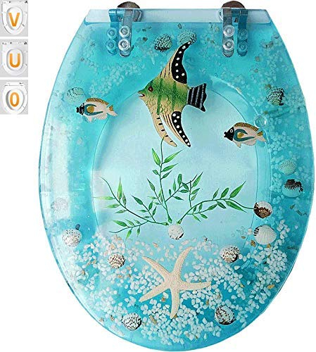 Toilettendeckel, tropischer Fisch, Toilettensitz, Absenkautomatik, Kunstharz-Toilettendeckel mit Schnellverschluss für Familienbadezimmer