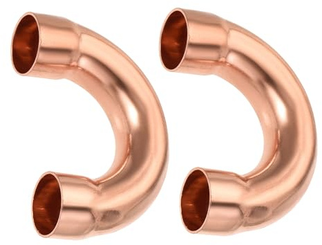 YOKIVE 2 Pcs U Shape Copper Fitting, Plumbing 180 Degree Elbow Copper Tube Pipe Fitting Welding Joint Connector, Great for HVAC, Air Conditioner (5/8 ID)