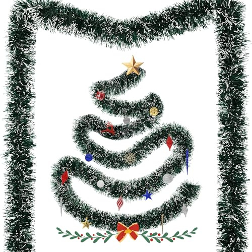 Weihnachtsgirlande Weihnachten Dunkelgrün 12 Meter - Künstliche Tannengirlande Ø 13 cm,Christmas Girlande Weihnachtsbaumschmuck Deko Lametta für Kaminsims,Treppe,Kamin, Weihnachts,Indoor,Outdoor