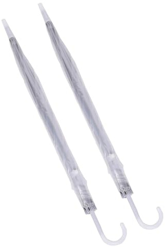 Best House 2 PCS Transparent Umbrella Windproof Rainproof Travel Folding Umbrella Clear Umbrella J Hook Handle Outdoor Umbrellas for Men Women