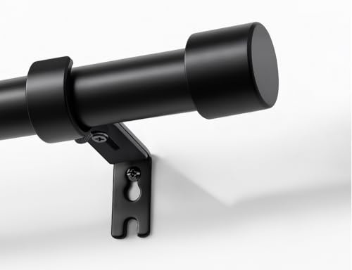 Joydeco Einstellbare Schwarz Gardinenstange Set 76cm-304cm Dekorative Vorhangstange mit Aluminium Endkappe für Duschraum Schlafzimmer Wohnzimmer DEY2A
